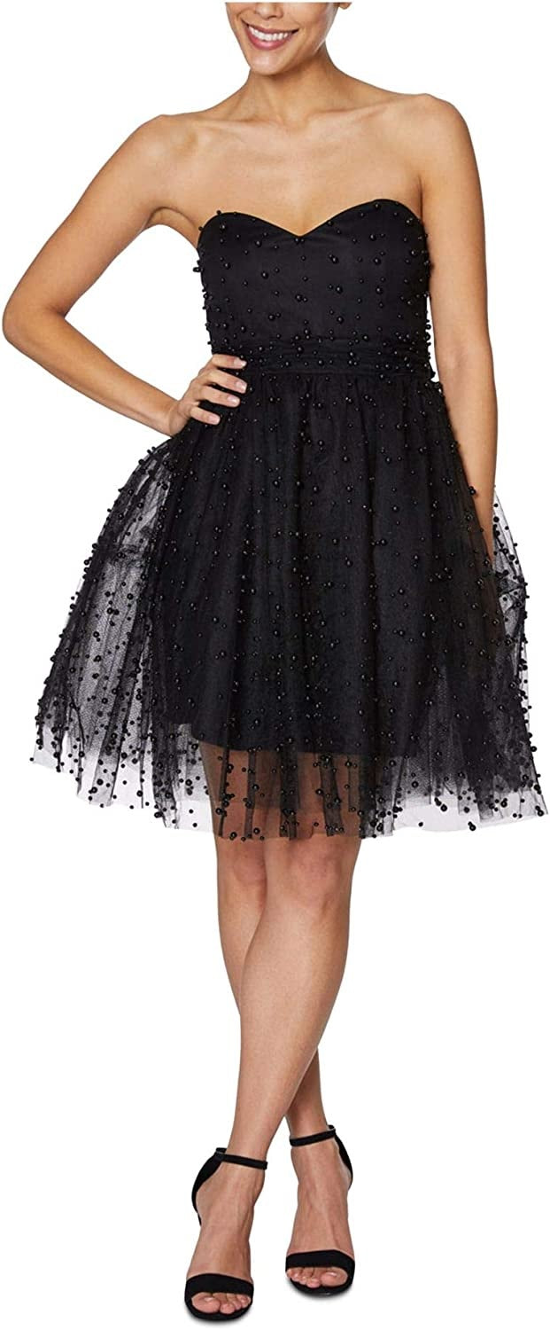 Vestido Betsey Johnson Feminino Corselet Festa Pérola Contas Preto Tamanho 12