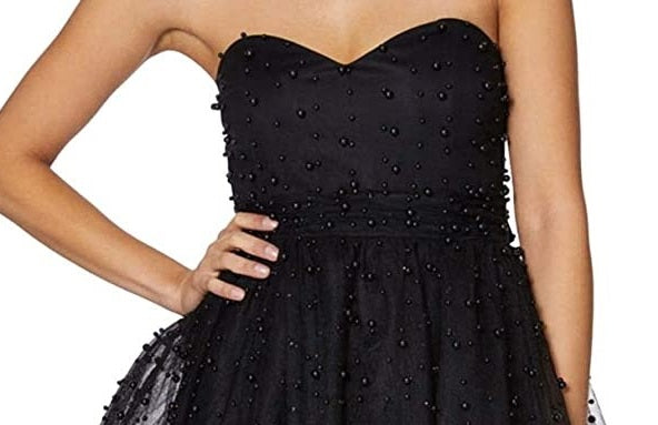 Vestido Betsey Johnson Feminino Corselet Festa Pérola Contas Preto Tamanho 12