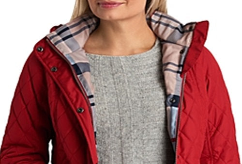 Jaqueta acolchoada Barbour Millfire Diamond feminina, vermelha, tamanho 4