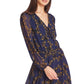 1.STATE Vestido feminino com estampa de lenço MIDI azul tamanho médio