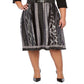 Robbie Bee Plus Size Feminino Canelado Top Cinto Estampa Animal Vestido Preto/Cinza Tamanho 3X