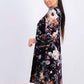 Vestido Calvin Klein Feminino Estampado Veludo Manga Bufante Roxo Floral Tamanho 16