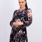 Vestido Calvin Klein Feminino Estampado Veludo Manga Bufante Roxo Floral Tamanho 16