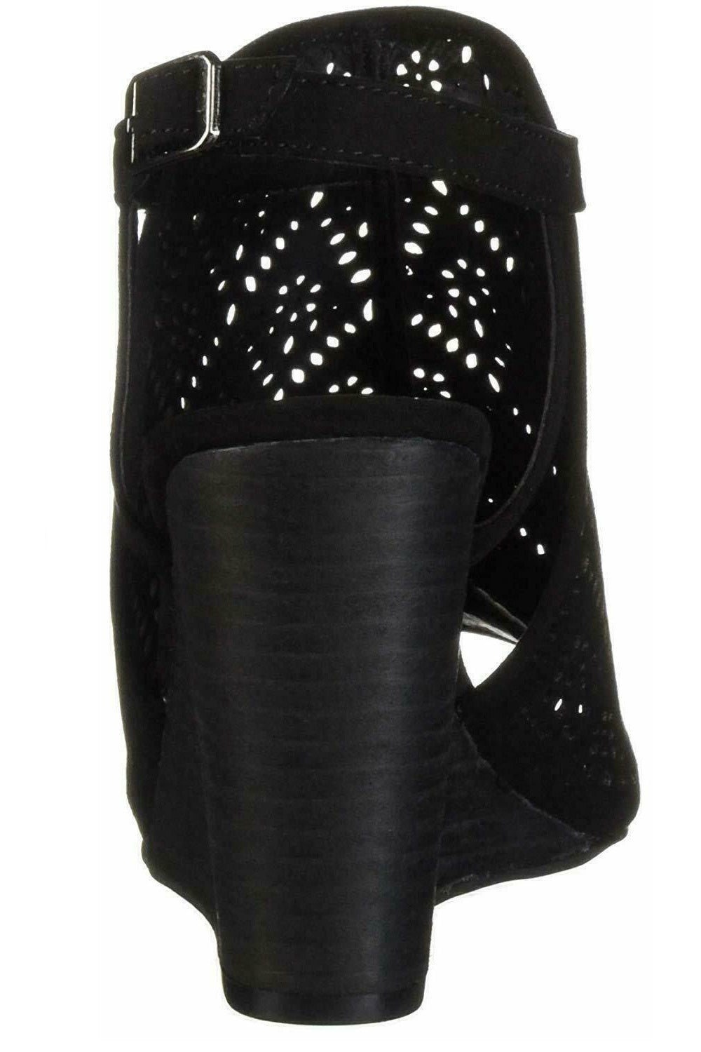Sapatos femininos Carlos by Carlos Santana Gabrielle camurça peep toe plataforma casual preto tamanho 7,5 M