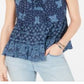 Top feminino com cadarço e estampa em camadas estilo &amp; co, azul, tamanho GG