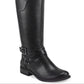 Botas de montaria Guss Haydin Faux Leather para mulheres, pretas, tamanho 6 M