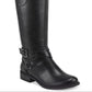 Botas femininas Guss Haydin de couro, bico redondo, cano alto, pretas, tamanho 7 MW