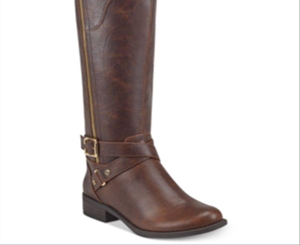 Botas de montaria Guss Haydin WC de couro sintético, largas, marrom, tamanho 7 MW