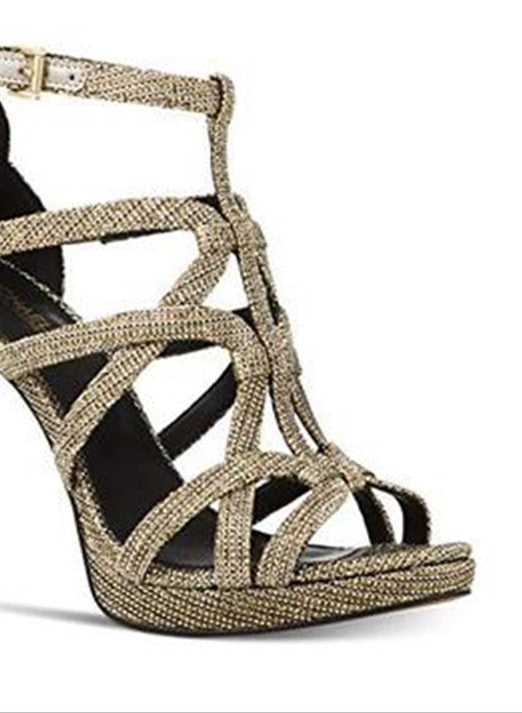 Michael Kors Sandra Leather Peep Toe Feminino Preto Tamanho 9