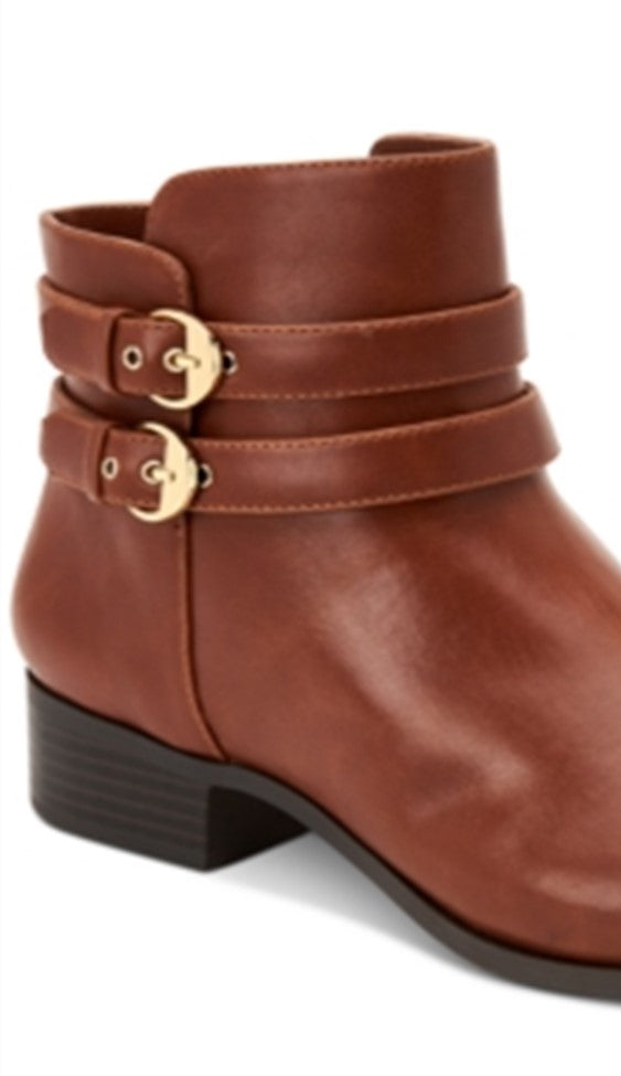 Botas femininas Jaimee com bico fechado e cano curto, tamanho 8,5, marrom, da NOSTOCK Charter Club