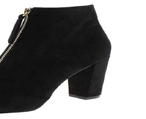 Botas femininas de salto bloco Kirsi de camurça sintética da INC International Concepts, pretas, tamanho 8,5