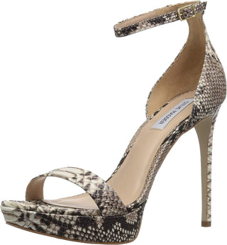 Sandália feminina Steve Madden Snake Starlet em couro, tamanho 9M, cor areia