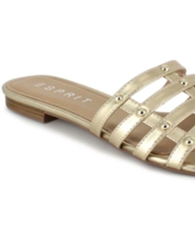 Sandálias femininas Esprit Kylee Peep Toe Casual Slide, amarelas, tamanho 6