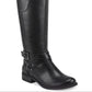 Botas de montaria Guss Haydin Faux Leather para mulheres, pretas, tamanho 6,5 M