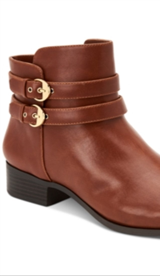 Botas femininas Charter Club Jaimee Microsuede com tiras, marrom, tamanho 8 M