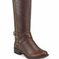 Botas de montaria altas Guss Haydin de couro sintético femininas, marrom, tamanho 6 M