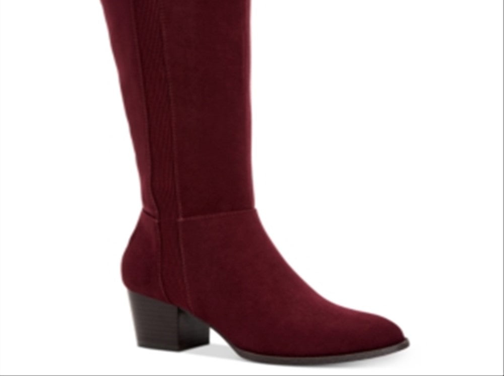 Botas femininas estilo &amp; co Myranda Tall Almond Toe até o joelho, vermelhas, tamanho 5 M