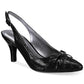 Sandálias femininas Karen Scott Glenna Fabric bico fino casual mule pretas tamanho 9 1/2