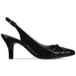 Sandálias femininas Karen Scott Glenna Fabric bico fino casual mule pretas tamanho 9 1/2