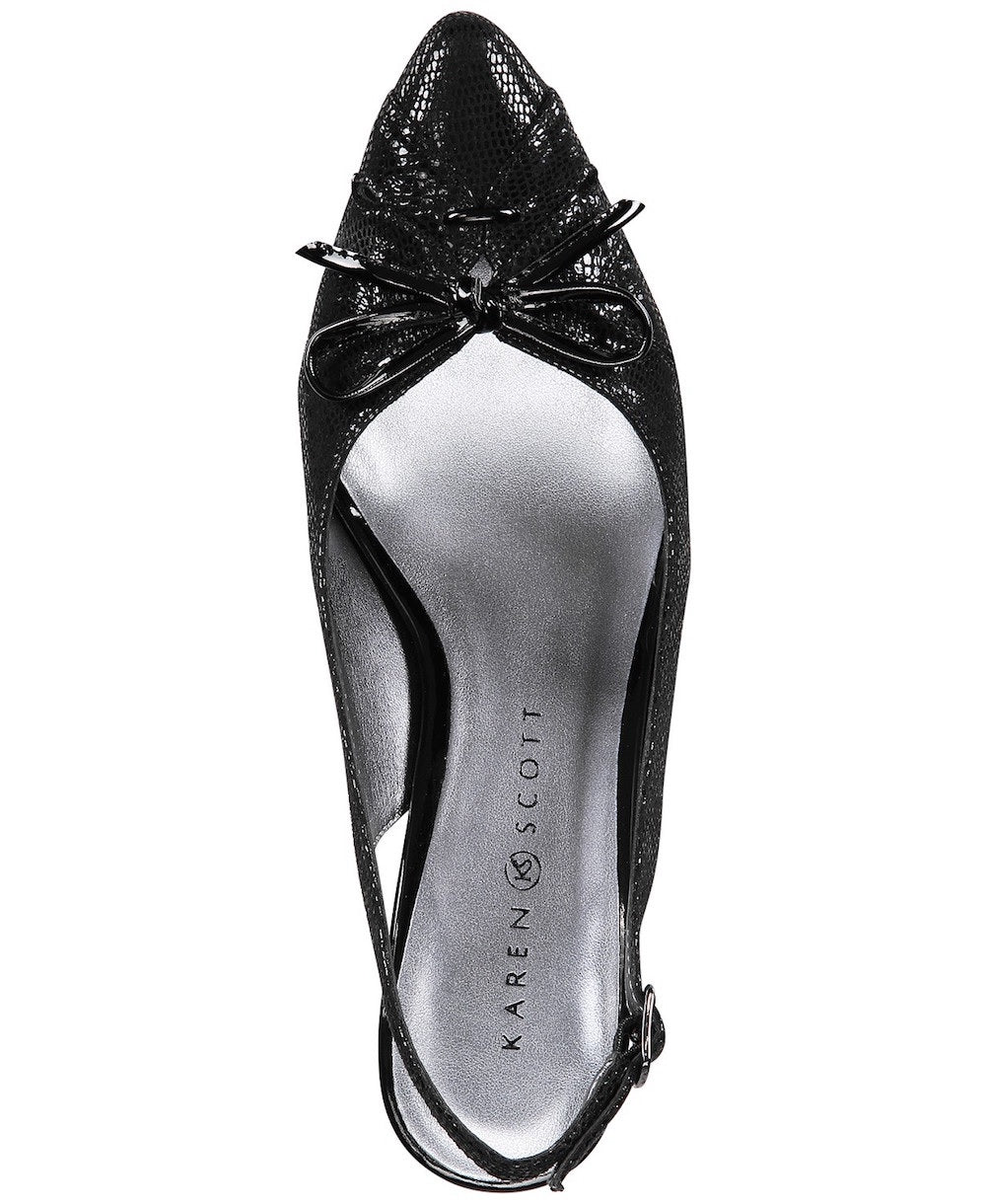 Sandálias femininas Karen Scott Glenna Fabric bico fino casual mule pretas tamanho 9 1/2