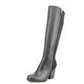 Botas femininas Giani Bernini com suporte de arco, fivela, antiderrapante, Rozario, bico redondo, salto bloco, zíper, couro, pretas, tamanho 6,5 M