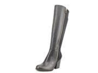 Giani Bernini Women's Arch Support Buckle Accent Slip Resistant Rozario Round Toe Block Heel Zip up Leather Boots Black Size 6.5 M