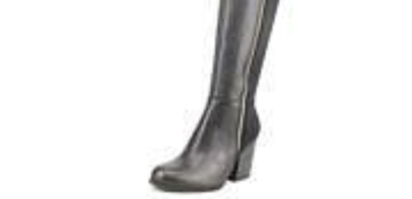 Botas femininas Giani Bernini com suporte de arco, fivela, antiderrapante, Rozario, bico redondo, salto bloco, zíper, couro, pretas, tamanho 6,5 M