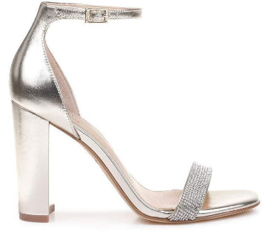 Badgley Mischka Keshia III com tira de tornozelo com joias, masculino, cinza metálico, tamanho 7,5
