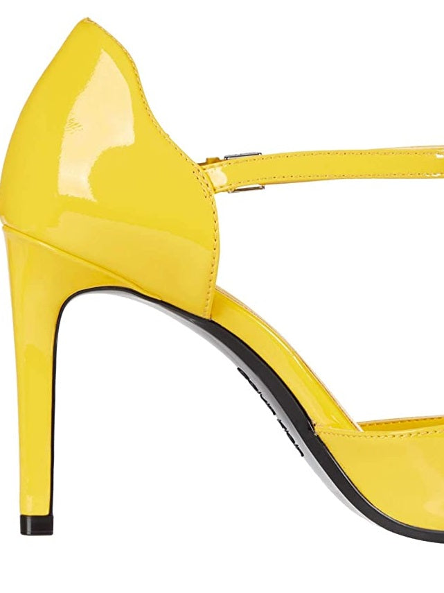 Calvin Klein Roya Couro Envernizado Salto Social Feminino Amarelo Tamanho 6 M