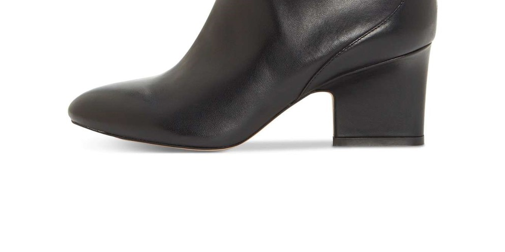 Botas femininas Enzo Angiolini Cadyn Leather com bico amendoado e cano curto, tamanho 5,5, pretas