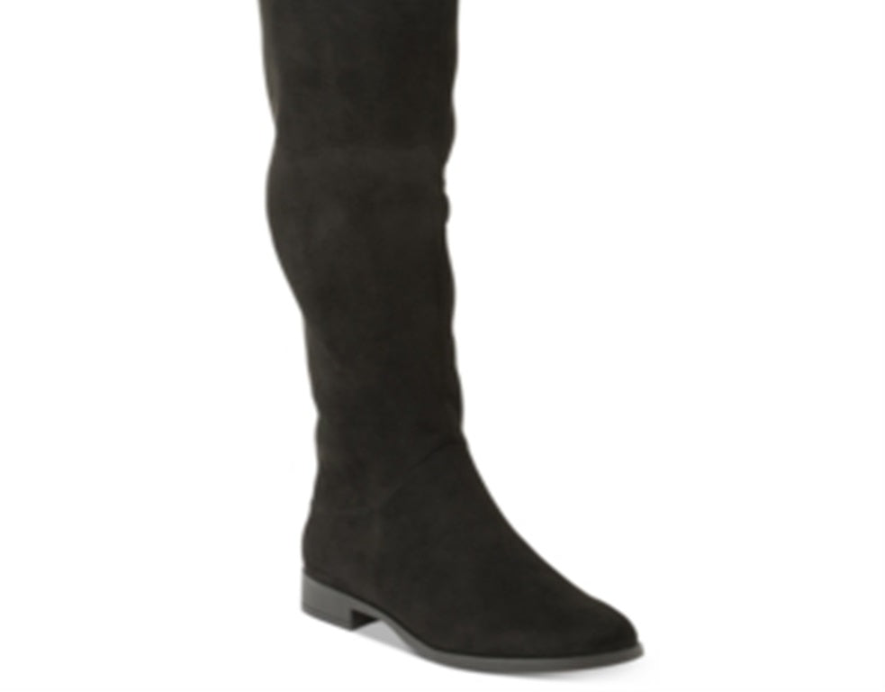 Botas femininas XoXo Tristen de camurça, bico amendoado, cano alto, pretas, tamanho 7,5