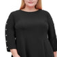 Vestido Tommy Hilfiger Feminino Manga Longa Comprimento Joelho Ajuste Flare Preto Tamanho 14W