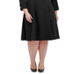 Vestido Tommy Hilfiger Feminino Manga Longa Comprimento Joelho Ajuste Flare Preto Tamanho 14W