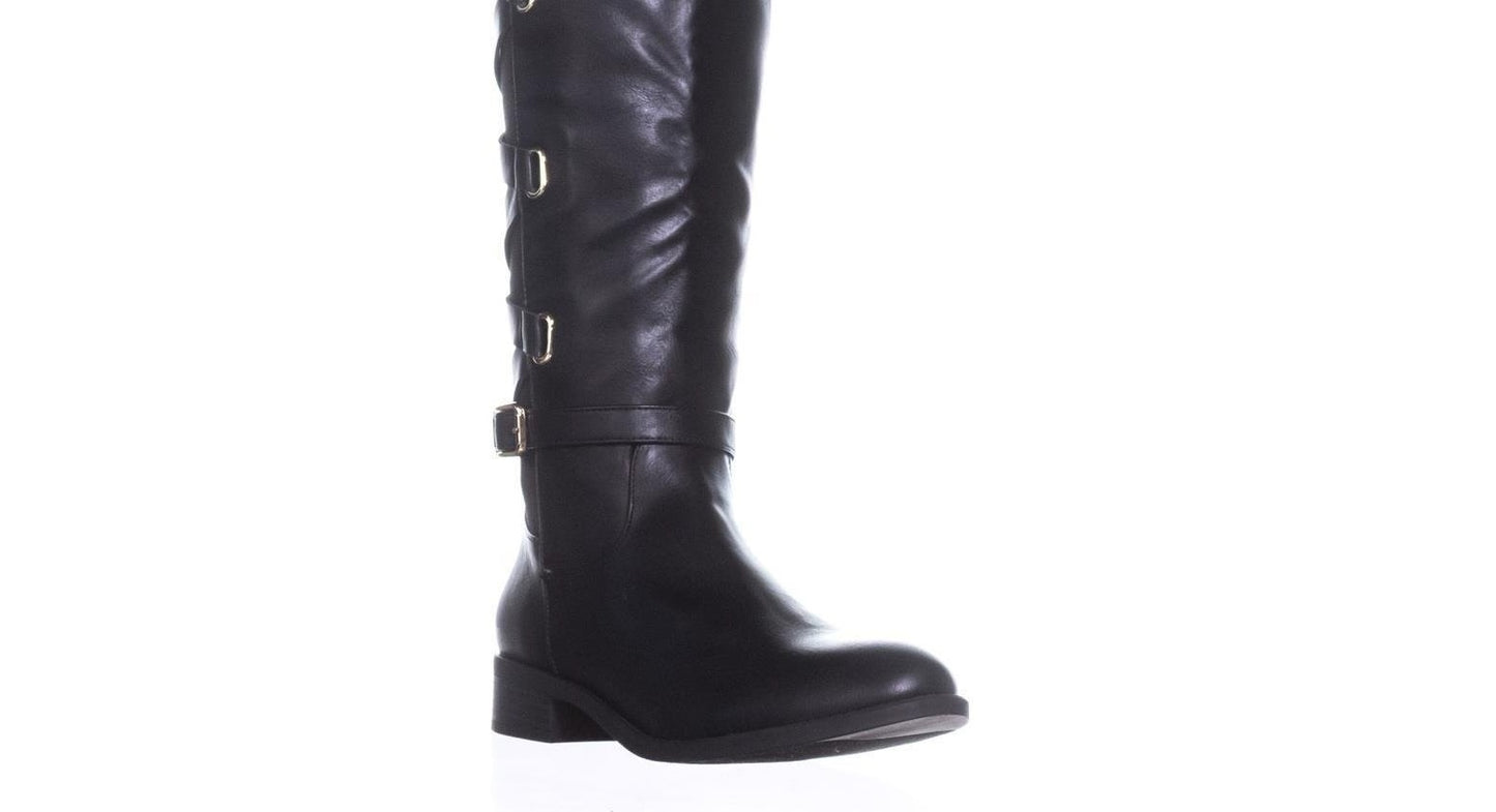 Botas femininas Thalia Sodi Veronika bico fechado cano alto cano largo tamanho 8W pretas