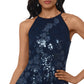 Vestido de festa curto e evasê feminino Xscape, sem mangas, azul, tamanho 8
