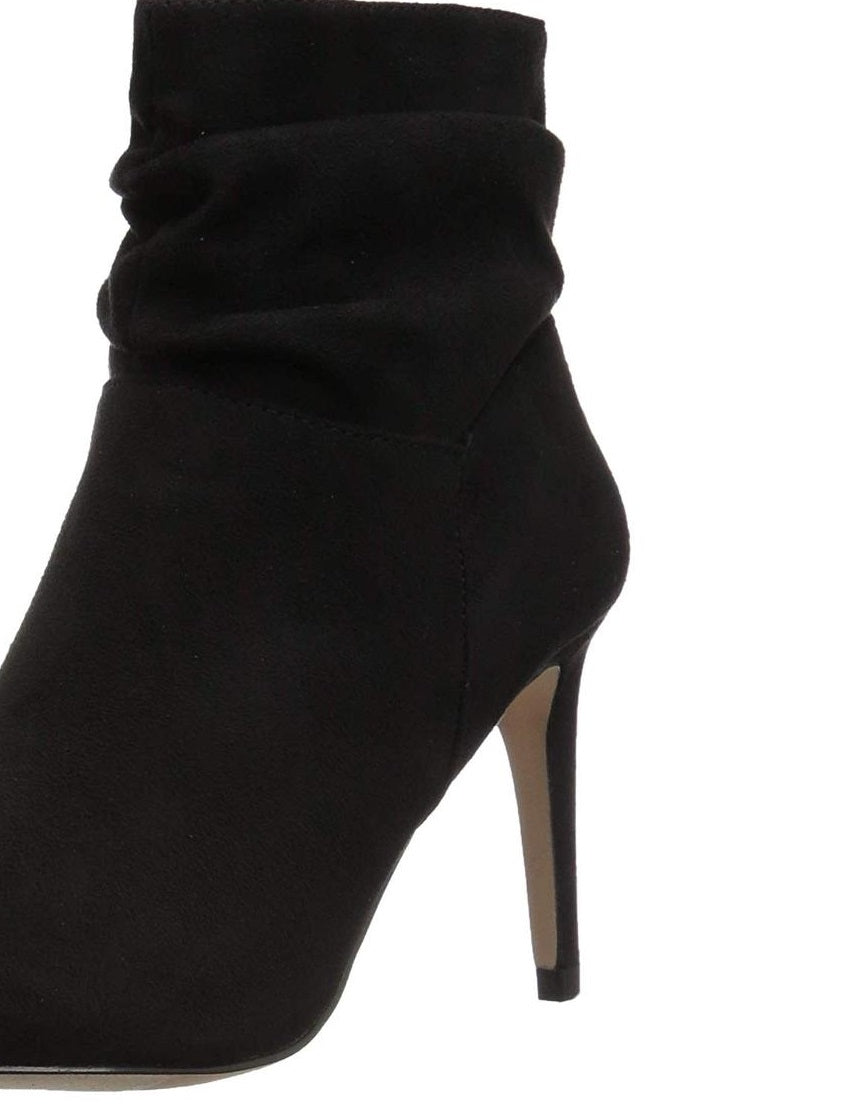 Botas femininas XoXo Taniah bico fino na altura do tornozelo, pretas, tamanho 8,5