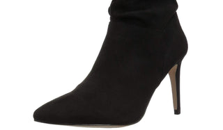 Botas femininas XoXo Taniah bico fino na altura do tornozelo, pretas, tamanho 8,5