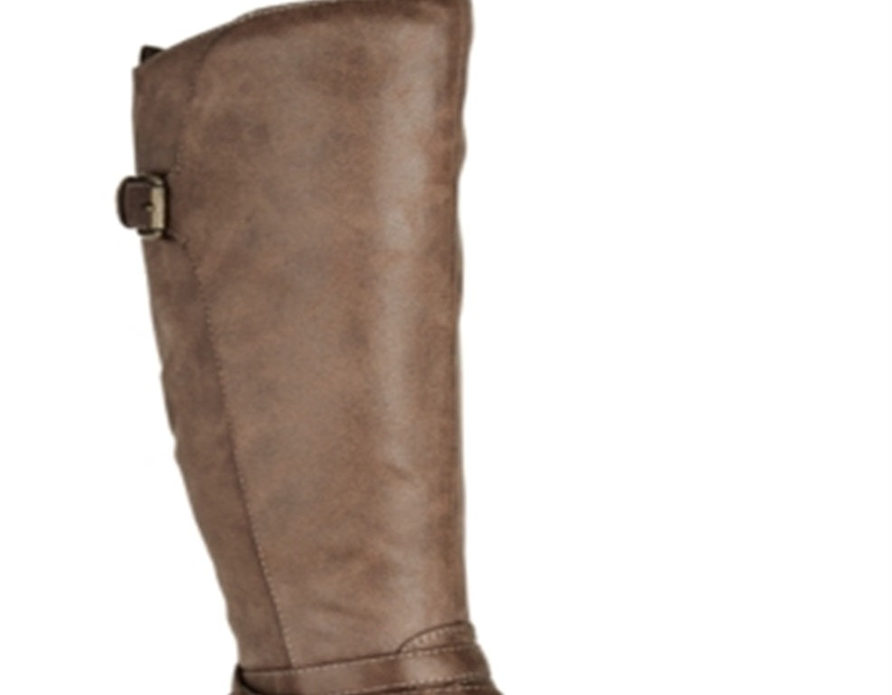 Botas de montaria altas Baretraps Alysha de couro sintético femininas, tamanho 9,5, marrom