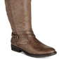Botas de montaria altas Baretraps Alysha de couro sintético femininas, tamanho 9,5, marrom