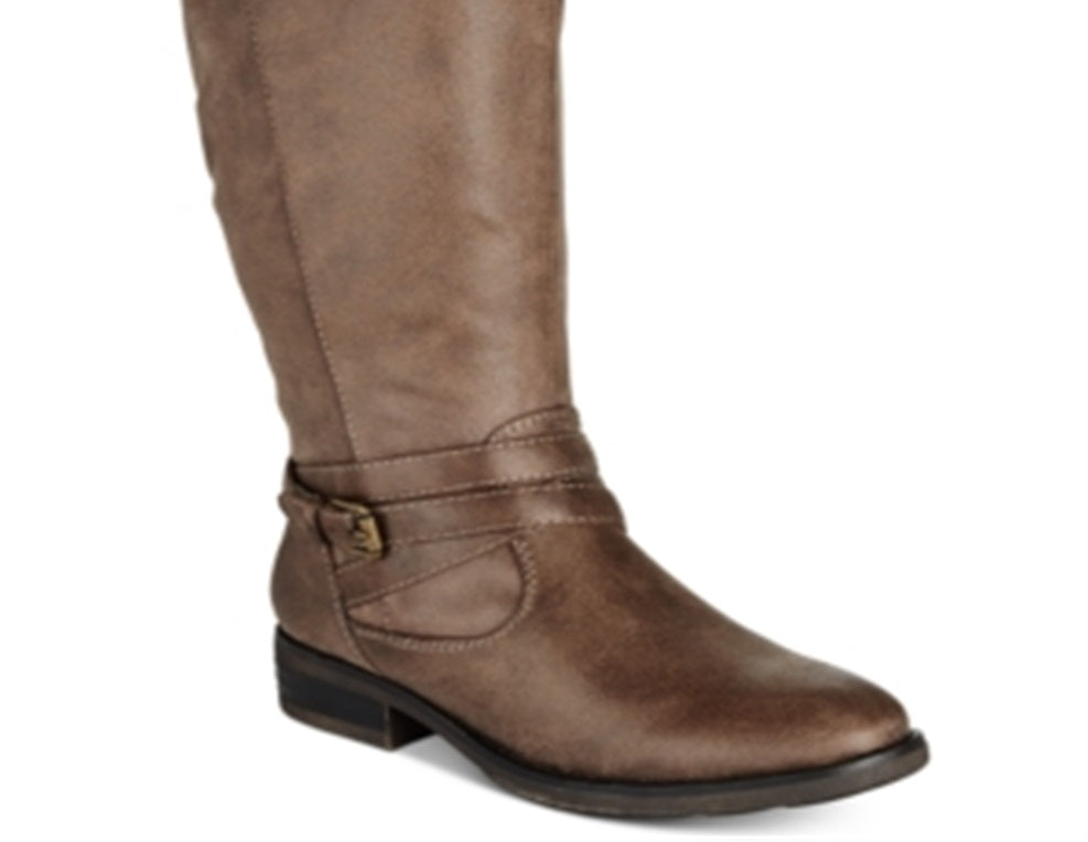 Botas de montaria altas Baretraps Alysha de couro sintético femininas, tamanho 9,5, marrom