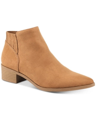 Botas femininas American Rag Stretch Gore Padded Tori com bico fino e salto bloco, com zíper, marrom, tamanho 7 M