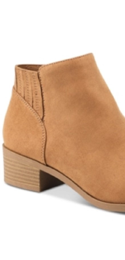 Botas femininas American Rag Stretch Gore Padded Tori com bico fino e salto bloco, com zíper, marrom, tamanho 7 M