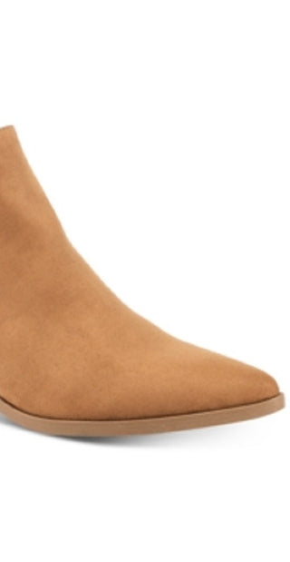 Botas femininas American Rag Stretch Gore Padded Tori com bico fino e salto bloco, com zíper, marrom, tamanho 7 M