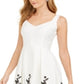 Vestido Donna Rico Feminino Floral Hem a Line Branco Tamanho 4
