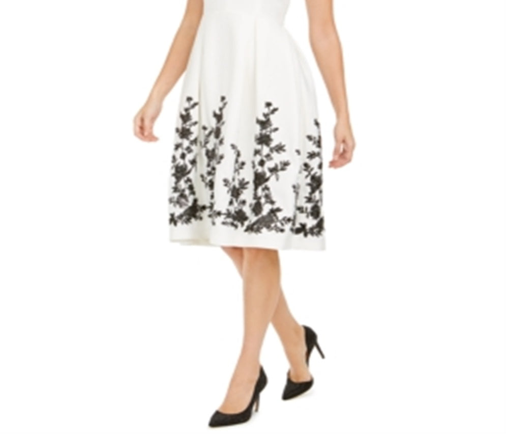 Vestido Donna Rico Feminino Floral Hem a Line Branco Tamanho 4