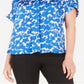 Blusa feminina Alfani estampada de manga curta azul tamanho GG