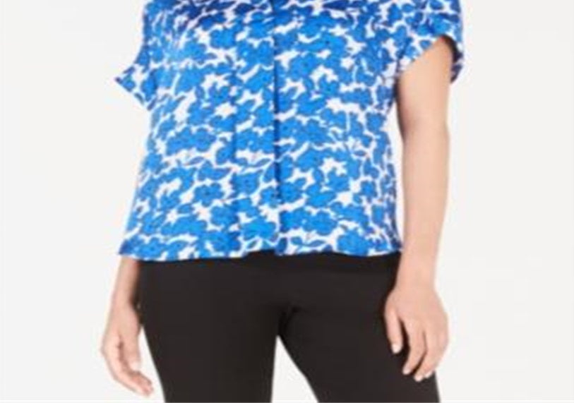 Blusa feminina Alfani estampada de manga curta azul tamanho GG
