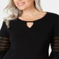 Blusa feminina com decote em V e manga sino, preta, tamanho P, da coleção JM
