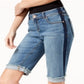 Shorts jeans femininos com acabamento contrastante e punho, azul, tamanho 4, pequeno, da INC International Concepts