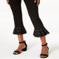 Calça feminina com babados e tachas da INC International Concepts, preta, tamanho 0, pequena